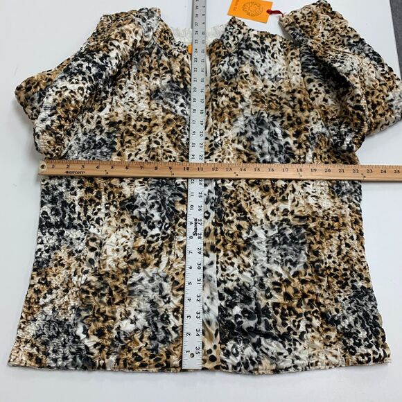 Ruby Rd Satin Crinkle Jacket Womens Plus 1X Leopard Print Zip Up Mock Neck Lined - Picture 8 of 13